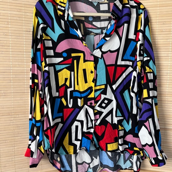 Vibrant Abstract Print Button Down Shirt - Picture 1 of 5
